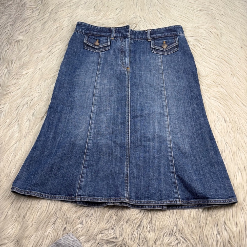 Vintage Y2K Theory Women's 2 Patchwork A-Line Denim Skirt Preppy Western Country